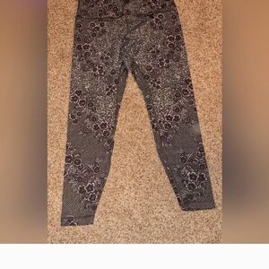Lululemon Athletica Black and Purple Floral Leggings